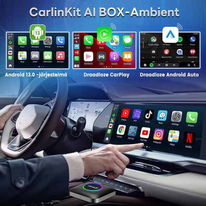 Draadloze CarPlay Adapter – Android Auto Interface – AIBox Module – Auto Multimedia Adapter – Bedrade CarPlay Upgrade – 8GB RAM + 128GB Opslag – Android 13.0 Systeem