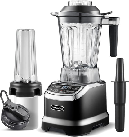AMZCHEF 2-in-1 blender met twee mixcontainers - krachtige mixer 1800 W