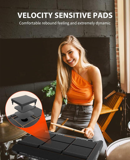 Percussie Sample Pad – Drum Sample Pad – Elektronische Drumpad – Drumpad – Percussie Pad – 9 Aanslaggevoelige Pads – 600+ Geluiden