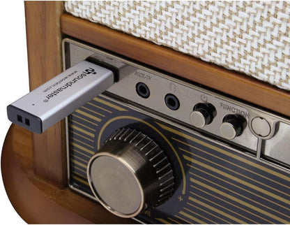Soundmaster NR566BE 7-in-1 nostalgische stereo-installatie met draaitafel audio Technica magneettonnemmer | digitale radio DAB+ | CD-MP3 | USB | cassette | Bluetooth | digitaliseringsfunctie |