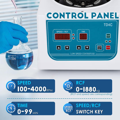 CGOLDENWALL PRP-sapcentrifuge 8 x 15 ml led-display, 4000 rpm, 99 min timing, 1880 x g, voor vacuümbuizen van 5-10 ml en centrifugeslangen van 10-15 ml, PRP-sapcentrifuge met lage trillingen (EU)