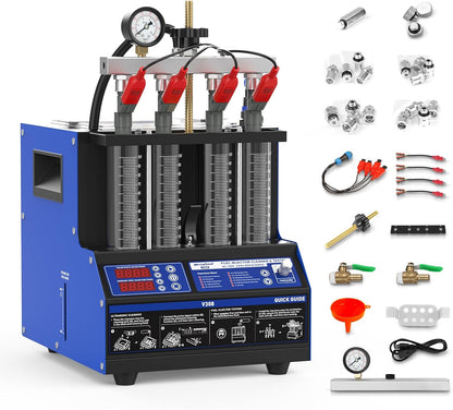 Injectiereiniger – Injector Cleaner – Brandstofsysteem Reiniger – Injector Tester – Ultrasone Reiniger – 4 Cilinders – Effectieve Koolstofverwijdering – Real-time Functietest