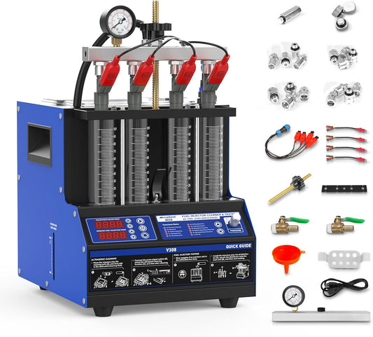 Injectiereiniger – Injector Cleaner – Brandstofsysteem Reiniger – Injector Tester – Ultrasone Reiniger – 4 Cilinders – Effectieve Koolstofverwijdering – Real-time Functietest