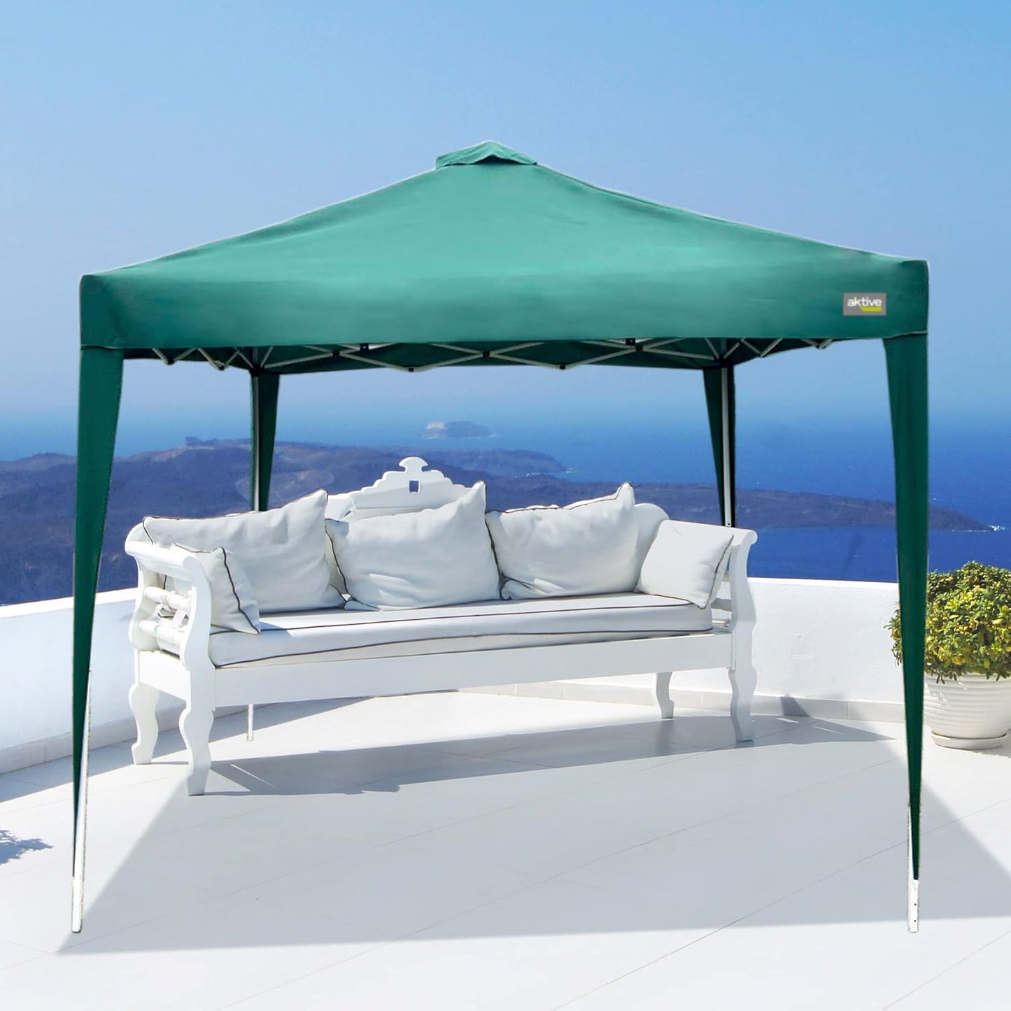 Aktive 61056 vouwpaviljoen 3 x 3 m, tuinpaviljoen 300 x 300 x 240 cm, groen 150 gram, ventilatiedak, montage 10 minuten