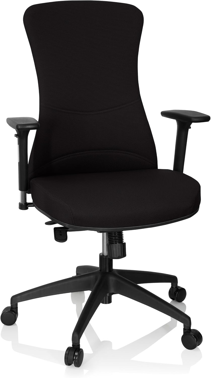 hjh OFFICE Office XT PRO 760010 Professionele bureaustoel van netstof, zwart, met armleuningen, zitdiepte verstelbaar