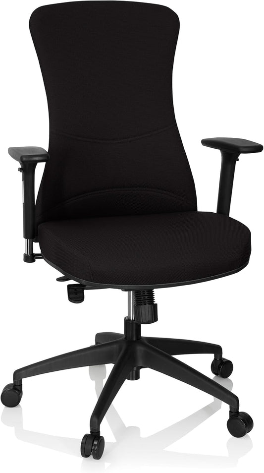 hjh OFFICE Office XT PRO 760010 Professionele bureaustoel van netstof, zwart, met armleuningen, zitdiepte verstelbaar