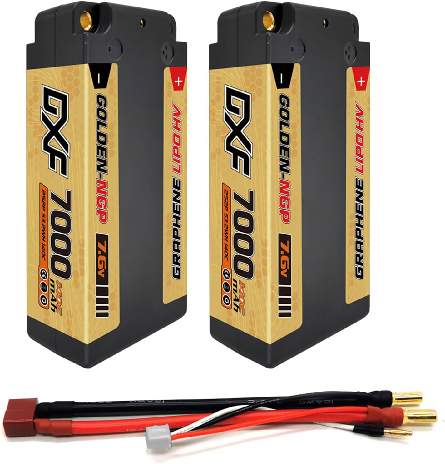 LiPo Accu – RC Batterij – RC Accu – Lithium Polymer Accu – RC Powerpack – 7,6V 7000mAh – 140C Hoge Ontlading – Hardcase Behuizing – 2 Stuks
