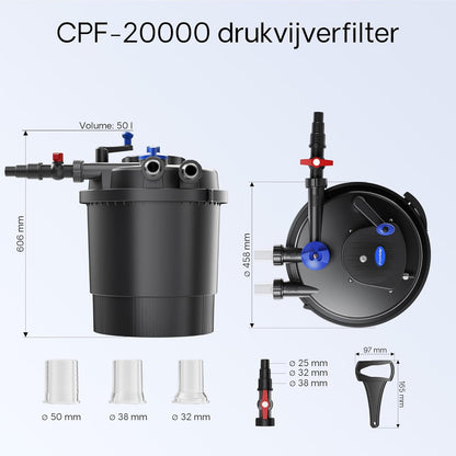SunSun CPF-20000 set - tot 40.000 l - UVC 36 W - NEO6000 pomp slang vijverfilterset