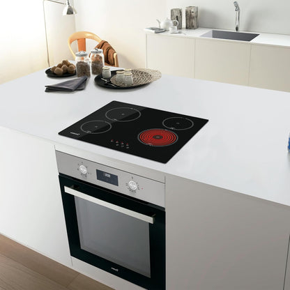 Keramische Kookplaat – Inductiekookplaat – Glaskeramische Kookplaat – Elektrische Kookplaat – Kookveld – 4 High Light Kookzones – 9 Vermogensniveaus tot 6 kW – Tactiele Touchbediening met Akoestische Waarschuwing – Breedte 59 cm