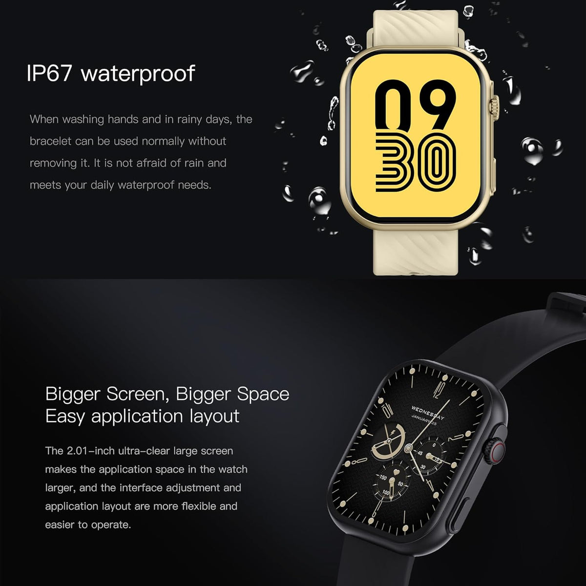 Smartwatch Damen met Bellen/Kiezen via Bluetooth, 2,0” Smart Watch 123 Sportmodus, Slaapmonitor Menstruatie volgen, Calorie Stappenteller Stopwatch Smart Activity-Armband voor Android iOS (Goud)