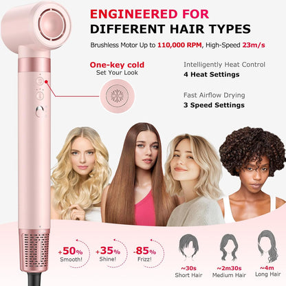 MESCOMB 5-in-1 haarstyler & airstyler met ionenföhn en auto-krultangset, professionele styling, volume, krullen en drogen zonder schade door hitte – met diffuser en reistas