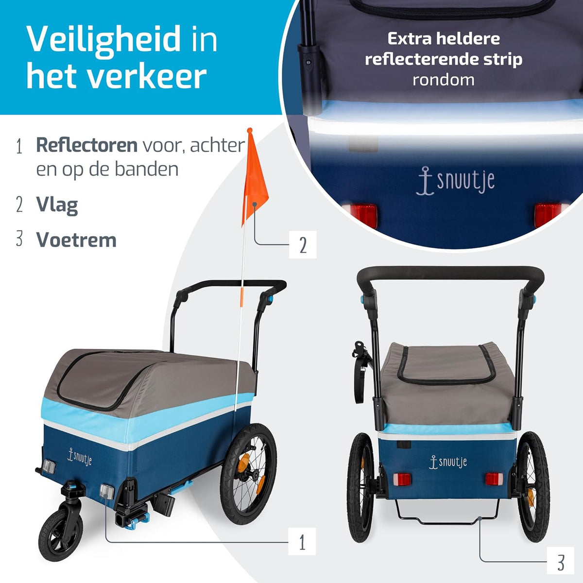 bolderkar opvouwbaar voor bicycle | Fietsaanhanger, perfect als boodschappenhulp en transportwagen | aanhanger voor op de fiets | afdekking met reflecterende strepen