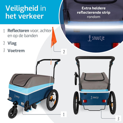 bolderkar opvouwbaar voor bicycle | Fietsaanhanger, perfect als boodschappenhulp en transportwagen | aanhanger voor op de fiets | afdekking met reflecterende strepen
