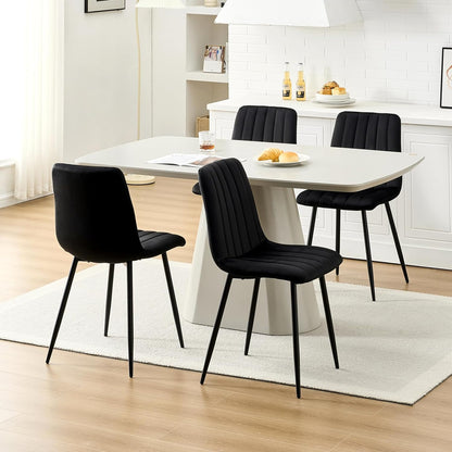 TUKAILAi Dining Chairs Set of 2 black velvet upholstered seat kitchen counter chairs with high back and metal legs, lounge reception chairs for home living room dining bedroom office - QUORE