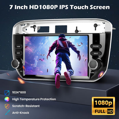 Hikity 4+64G Android 15 autoradio voor Fiat Punto 2012-2016 met 7 inch touchscreen, stereo radio met draadloze CarPlay Android Auto FM RDS radio BT GPS WiFi SWC Mirror Link + achteruitrijcamera + micr