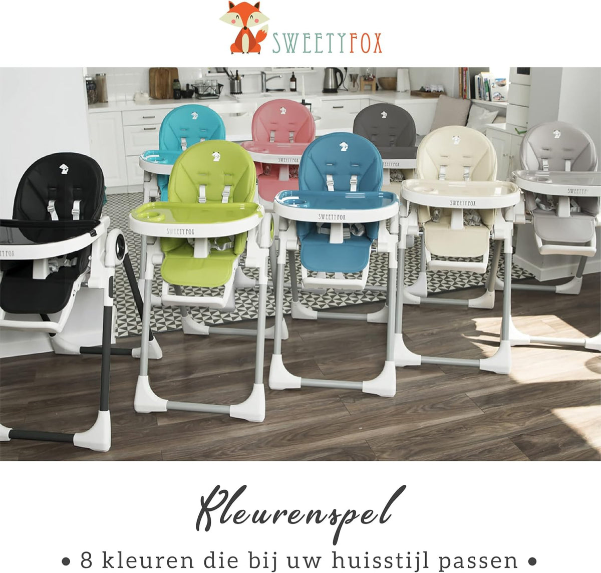 Adjustable, Collapsible, Baby High Chair with Toy Arch - Baby High Chairs with 7 Different Heights, Adjustable Seat with 5 Different Positions - QUORE
