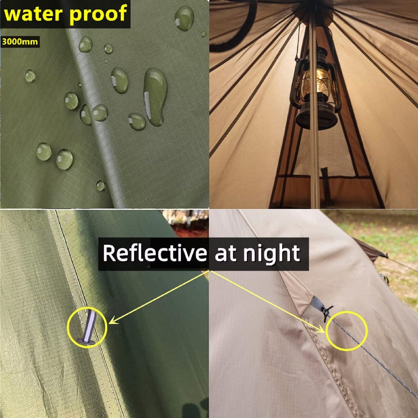 Longeek 4-Persoons Kampeer Tipi-Tent 4 Seizoenen Backpacken Ultra-Licht Snelle Opbouw Hot Teepee