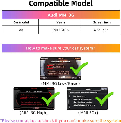 CarPlay Module – Draadloze CarPlay Dongle – Android Auto Adapter – MirrorLink Interface – Auto Multimediasysteem – Plug & Play Installatie – Stuurwielbediening – Compatibel met Audi A8 2010-2017 6,5"/7" MMI 3G Scherm