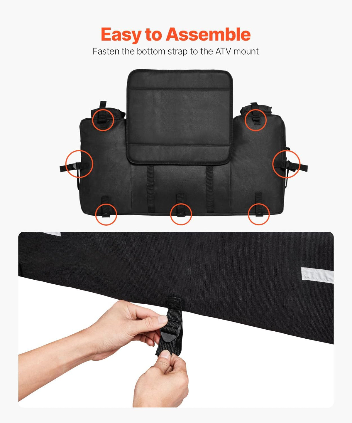 VEVOR ATV opbergtas achter, 60 liter ATV bagagetas met rugleuning en waterdichte hoes, geschikt voor de meeste ATV's met achterrekken, compatibel met ATV's, UTV, Can-Am voertuig