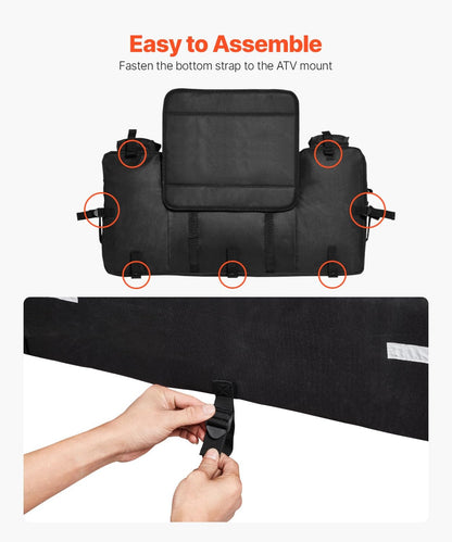 VEVOR ATV opbergtas achter, 60 liter ATV bagagetas met rugleuning en waterdichte hoes, geschikt voor de meeste ATV's met achterrekken, compatibel met ATV's, UTV, Can-Am voertuig