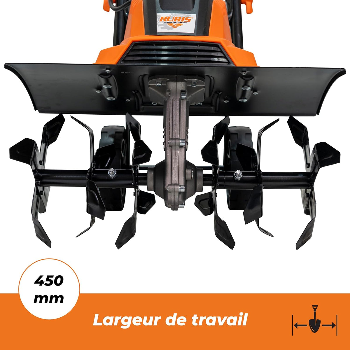 RURIS Elektrische motorhak 160RE - 1600W, breedte 450 mm, diepte 220 mm, 24 messen, elektronische rem, 2 wielen, licht en stil