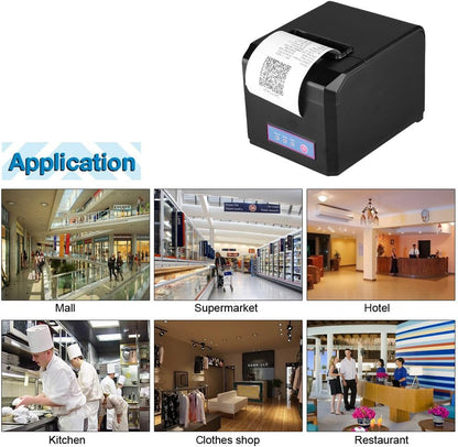 Thermische bonprinter – Kassabonprinter, bonprinter, ticketprinter, thermoprinter – Zwart – 300 mm/s printsnelheid – Automatisch snijmes