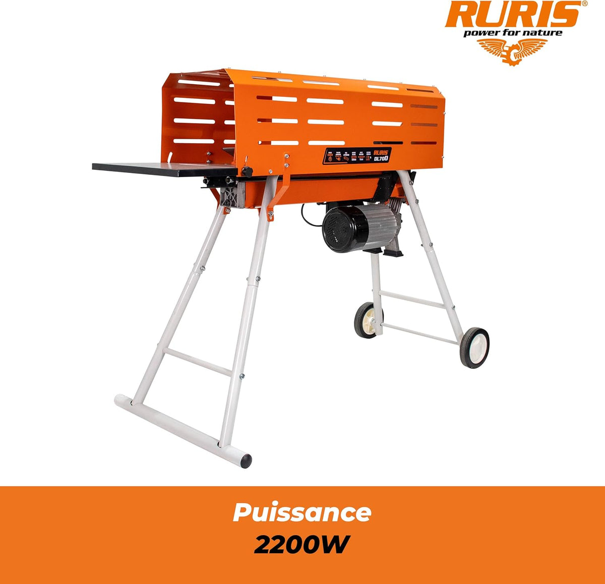 RURIS Ruris DL700-2200 W elektrische houtsplijter - met houder en kooi