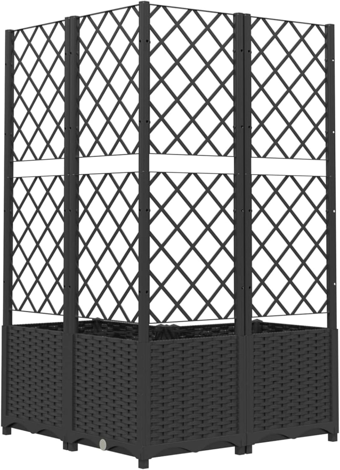 Gecheer Planter with trellis garden trellis planter climbing aid planter flower box flower box planter black 80x80x136cm polypropylene - QUORE