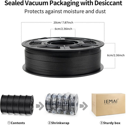 IEMAI PC CF Filament 1.75mm 5KG, Zwart PC Filament Voeg 20% koolstofvezel toe, Draadmateriaal 3D-printers, Maatnauwkeurigheid +/- 0,02 mm