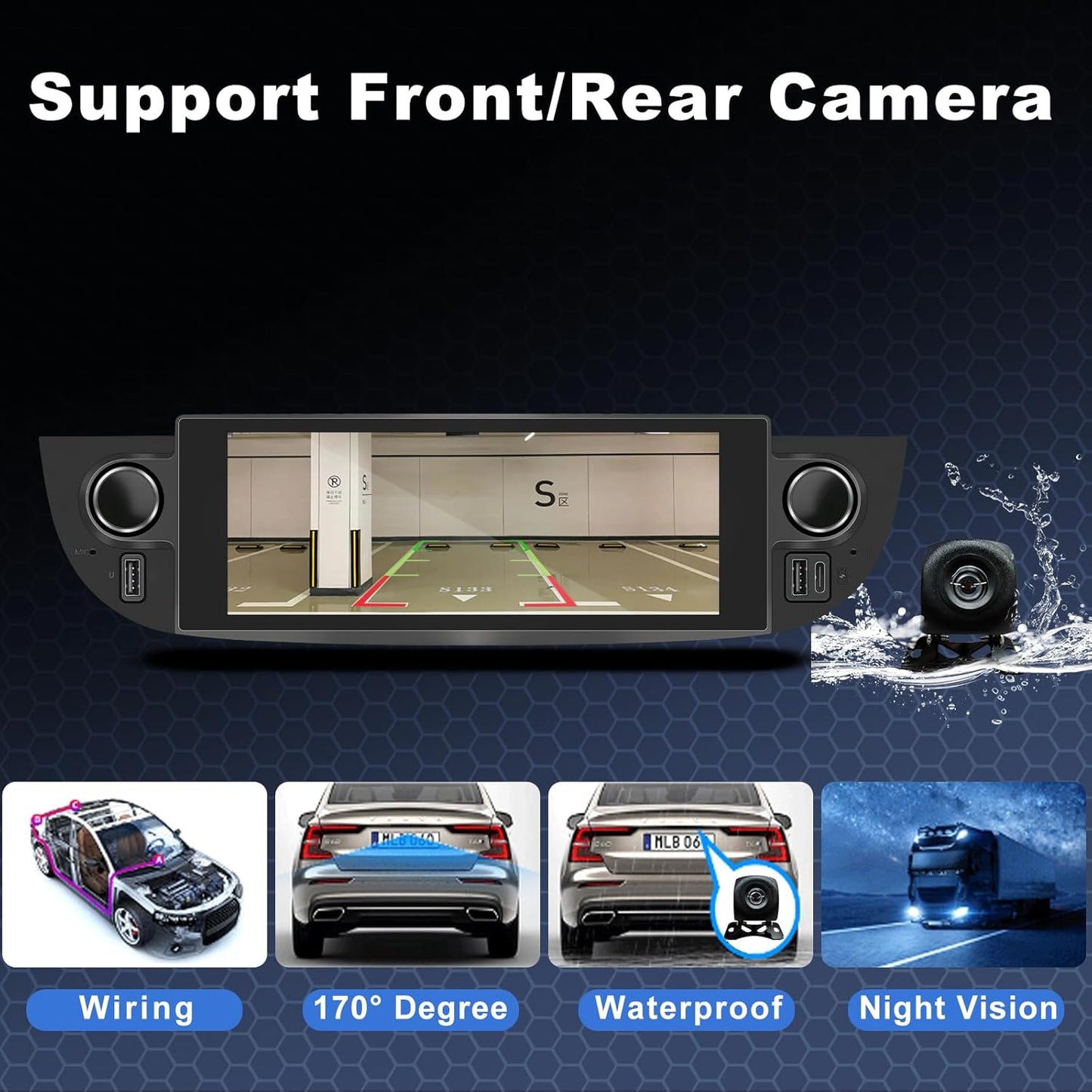 Autoradio Fiat 500 – Auto Stereo – Multimedia Speler – Navigatie Systeem – Autoradio DAB – Android 13 Systeem – Draadloze CarPlay & Android Auto – Inclusief Achteruitrijcamera & Canbus Adapter