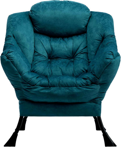 HollyHOME Relax Fauteuil Woonkamer Stoel Slaapkamer Stoel Lounge Stoel met Armleuningen Leesstoel Accentstoel met Stalen Frame, Blauw Groen