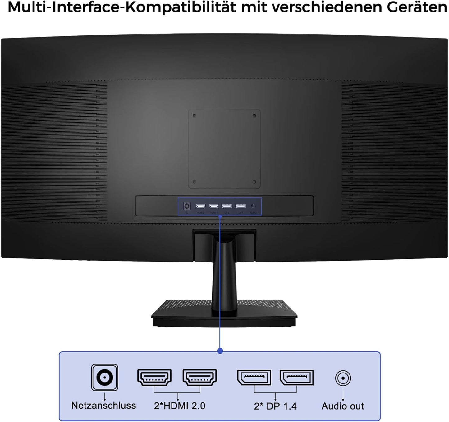 LC-POWER LC-M34QC 34 inch (86,36 cm) gebogen gaming monitor - Ultra WQHD 3440 x 1440, 180 Hz, 1ms MPRT, 1500R, VA, HDR10, Adaptive Sync, HDMI/DP, zwart