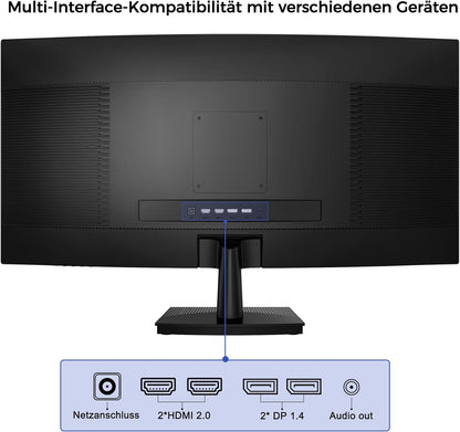 LC-POWER LC-M34QC 34 inch (86,36 cm) gebogen gaming monitor - Ultra WQHD 3440 x 1440, 180 Hz, 1ms MPRT, 1500R, VA, HDR10, Adaptive Sync, HDMI/DP, zwart