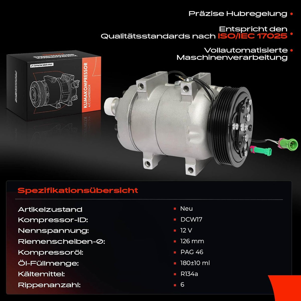 Frankberg Airconditioning compressor airconditioning compatibel met A6 4A C4 2.3L-2.8L 1994-1997 A6 4A2 C4 2.2L-2.8L 1994-1997 A8 4D2 4D8 2.8L 1994-2002 Vervanging # 4A02 60805. AD