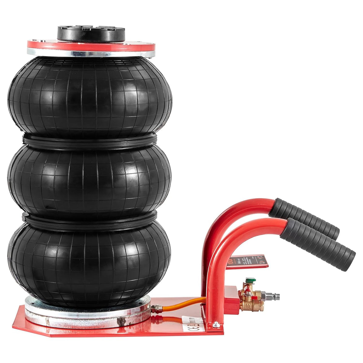 VEVOR Pneumatic Jack 3T 140-450mm Pneumatic Lifting Jack 0.8-1.0MPa Inflatable Jack 3 Air Cushions Fast Lifting Easy Portable for Repair Maintenance Car SUV Workshop Garage Red
