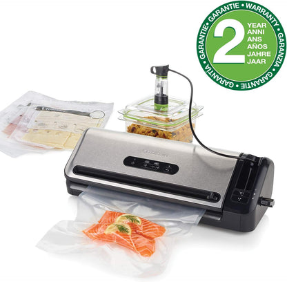 Foodsaver Ffs017X Folielasapparaat, Marineermodus, Inclusief Vacuümzak, Starterpakket, Roestvrij Staal
