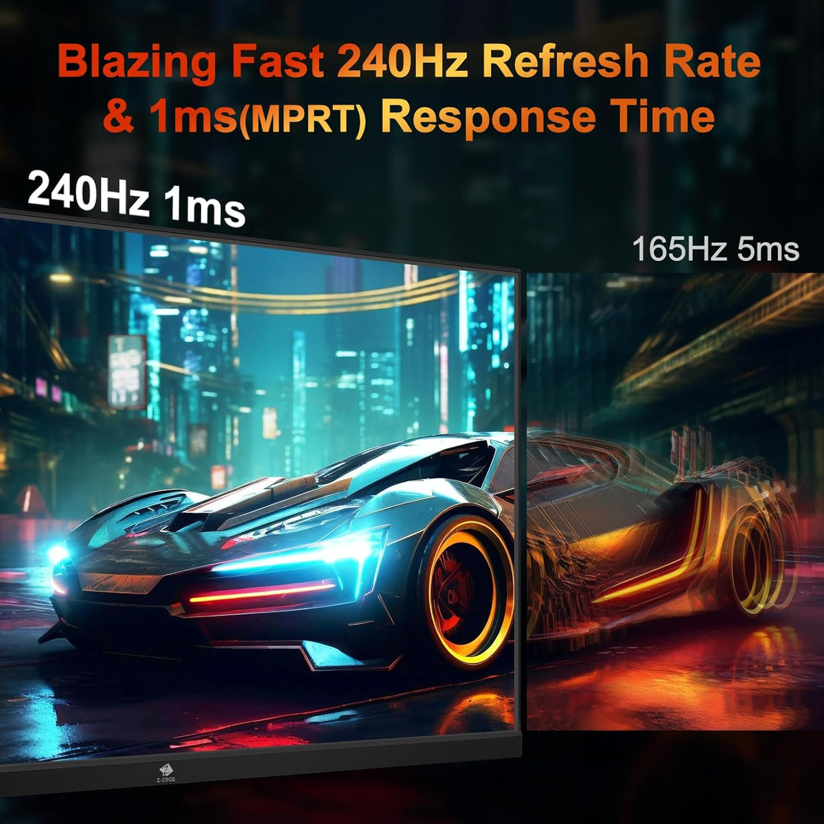 Z-Edge Gaming Monitor 25 inch 240 Hz, 1 ms, FreeSync, Screen FHD 1080P with HDMI Cable, 350 cd/m², VA, HDMI2.0 * 2 & DP1.4, VESA 75 * 75 mm Mountable, sRGB 99%, 178° Viewing Angle, Adjustable Tilt