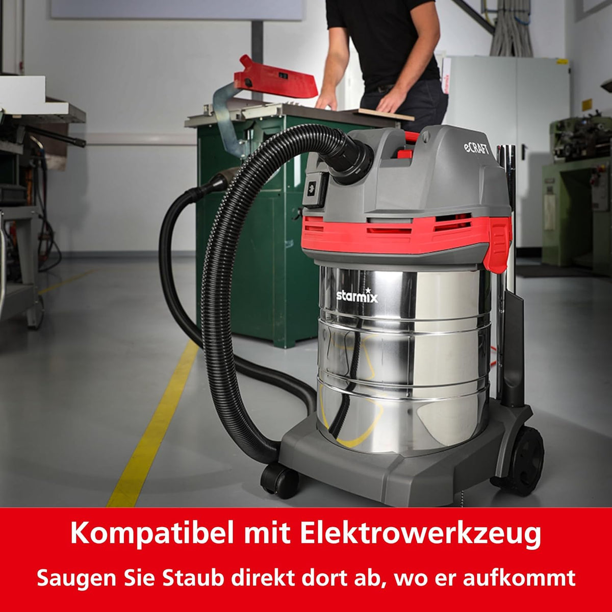 Starmix eCraft APL-1430 EWR - Elektrische gereedschapsstofzuiger voor werkzaamheden met lage stofontwikkeling (1400 watt, 27 liter)