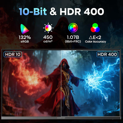 Amzfast 27 inch gaming display QHD 2560 x 1440 200 Hz, Fast IPS scherm, sRGB 132%, HDR 450cd/m², geïntegreerde luidsprekers, 1MS MPRT, VESA 100X100, HDMI 2.0/DP 1.4 - AMZG27F5Q