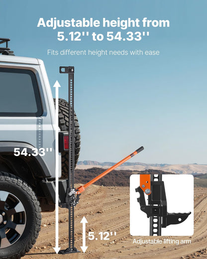 VEVOR Farm Jack, 152,5 cm Utility High Lift Boerderij Jack, 3,18 Ton Capaciteit Ratcheting Off Road Utility Jacks, Heavy Duty Hefkrikken met 130,1-1380 mm hefbereik voor tractor, vrachtwagen, SUV