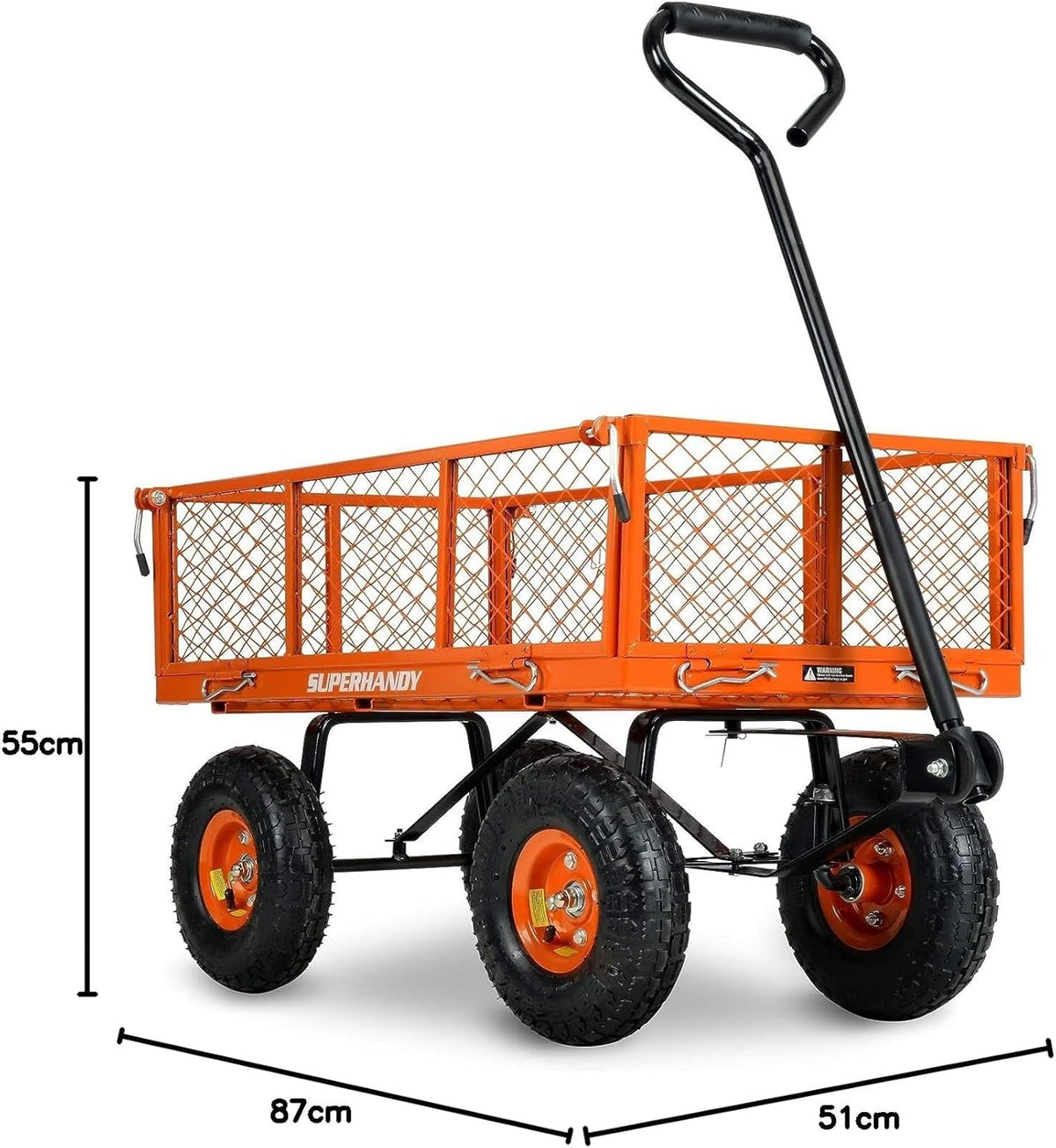 SuperHandy Wagon Utility Cart Hand Truck Handleiding Heavy Duty Gazon Tuin met Verwijderbare Zijmazen 180 kg Max Capaciteit, Zwart