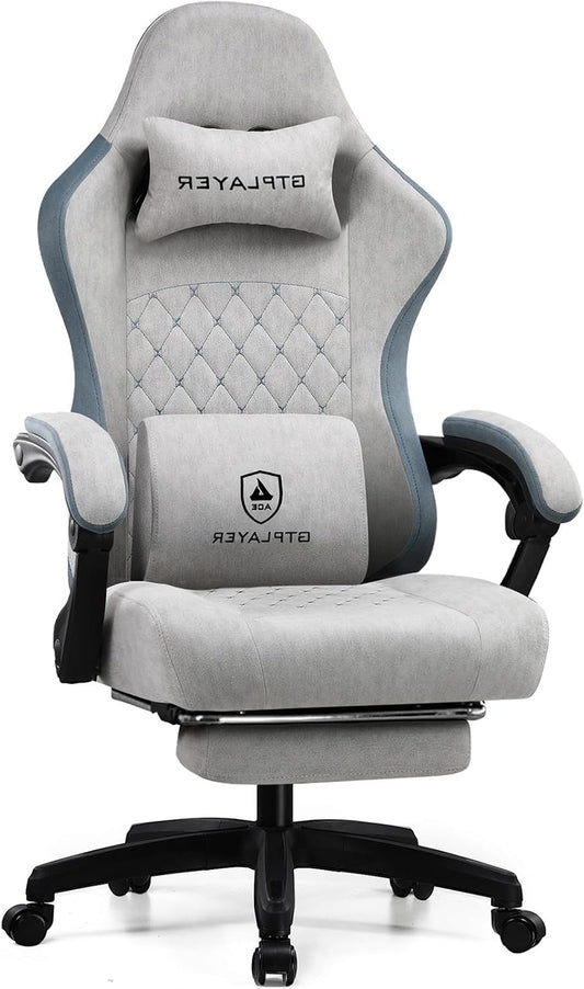 GTPLAYER Chair with Footrest, Adult Computer Chairs with Pocket Spring Cushion, High Back Support for Lumbar Support, Wide Ergonomic PC Chair for Home Office - QUORE