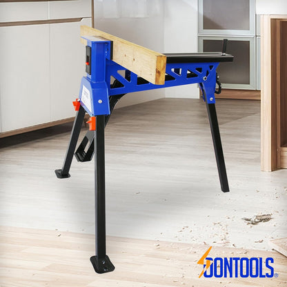 SoonTools Draagbaar werk- en klemsysteem, mobiele inklapbare werkbank met voetbediend mechanisme, 150 kg draagvermogen Horse Work Bench, materiaal ondersteuningsstation