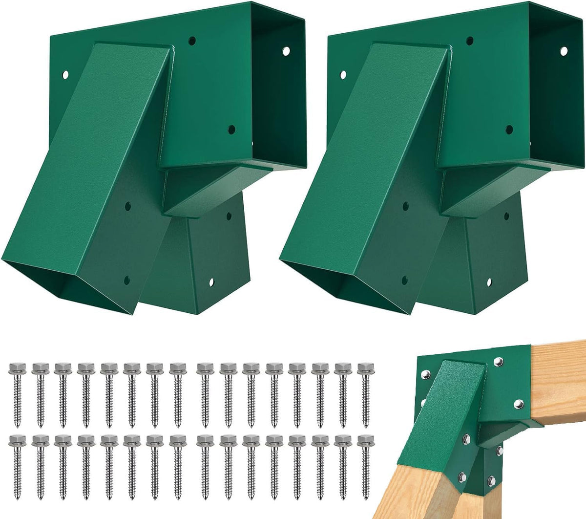 BeneLabel 2 stks Swing Frame Beugel, Heavy Duty Swing Hoek End Montagebeugels 100 Graden Speeltuin Klimmen Frame Hout Post Staal Driehoek Hardware DIY Kit voor Beam (143 x 95mm) & Been (95 x 95mm)