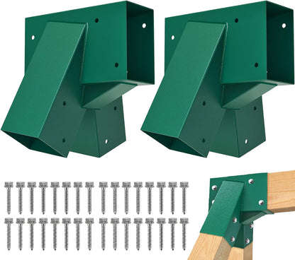 BeneLabel 2 stks Swing Frame Beugel, Heavy Duty Swing Hoek End Montagebeugels 100 Graden Speeltuin Klimmen Frame Hout Post Staal Driehoek Hardware DIY Kit voor Beam (143 x 95mm) & Been (95 x 95mm)