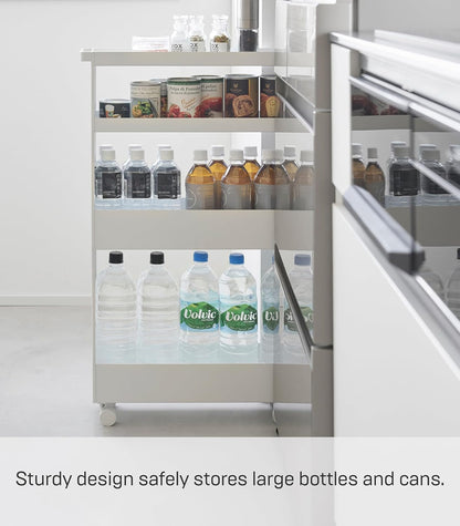 Yamazaki 1806 TOWER Slim 4~Tiered Storage Cart, white, Steel/Nylon, 13 x 48 x 80.5 cm