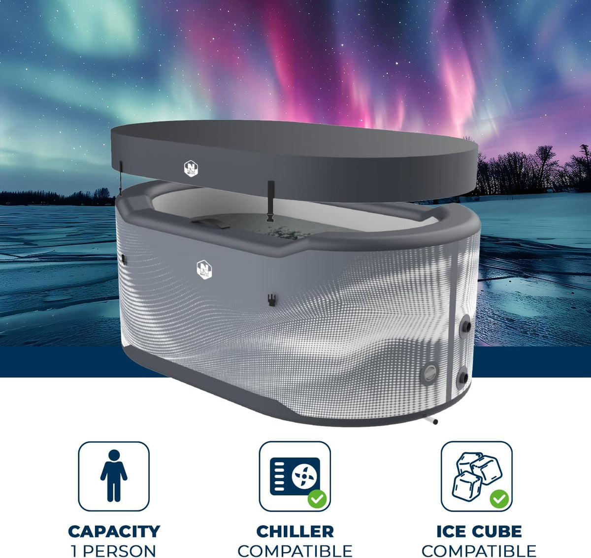 N NETSPA - SP-JRV300 - ICEBATH NETSPA JARVI Dropstitch: De nieuwe generatie koude therapie - 170x92x67cm - 1 persoon - 300L