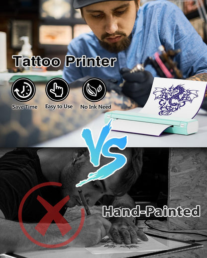 Phomemo M08F Tattoo Stencil Printer, Tattoo Printer Machine with 10 Tattoo Transfer Paper + Storage Box, A4 Tattoo Thermal Printers, Compatible with Smartphone and PC for Beginners, Tattoo Artists - QUORE
