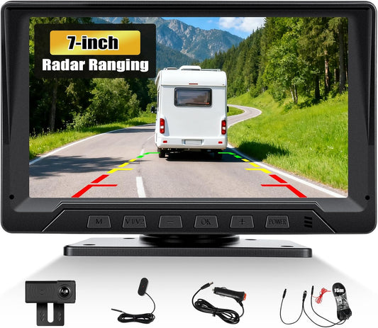 OiLiehu Bedraad Achteruitrijcamera Systeem Kit, HD 1080P 7-inch Monitor en Infrarood Nachtzicht Camera