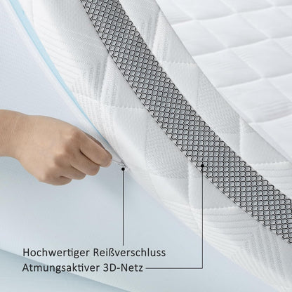 Matrastopper – Geltopper – Topmatras – Matrasbeschermer – Gelmatras 100 x 200 cm – 10 cm Koudschuimkern H3/H4 – Ademend 3D-Mesh Overtrek